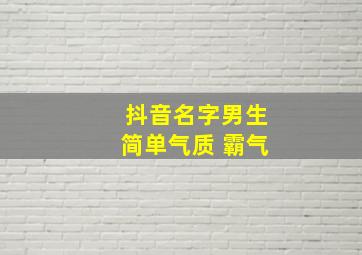 抖音名字男生简单气质 霸气